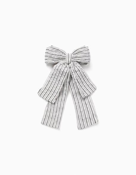 Fille-Barrette à cheveux avec nœud rayé b&s