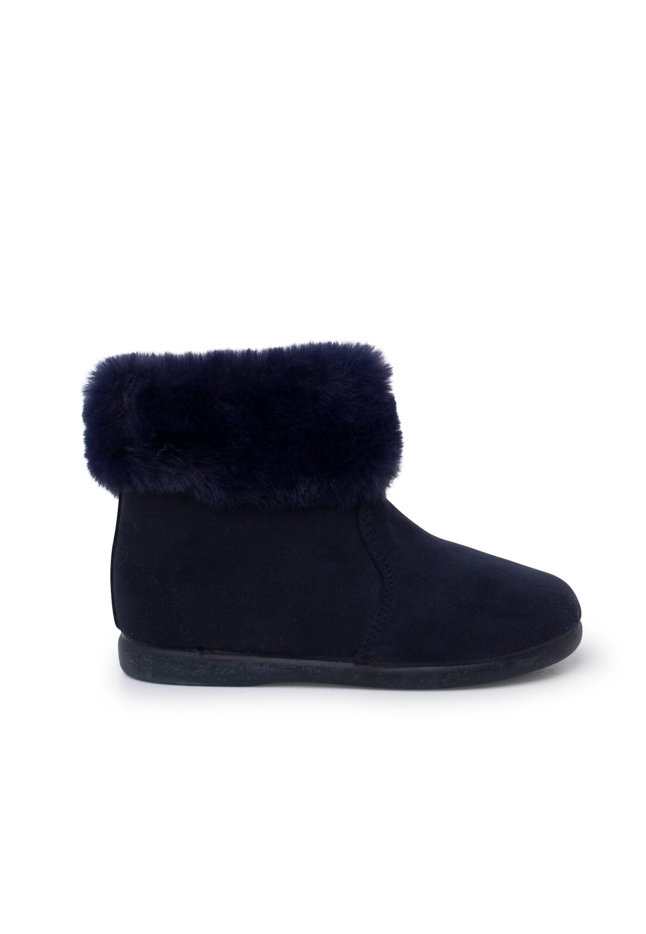 Bottes Fille Col Fourrure Semelle Fine Bleu Marine Bottes Fille Col Fourrure Semelle Fine Bleu Marine