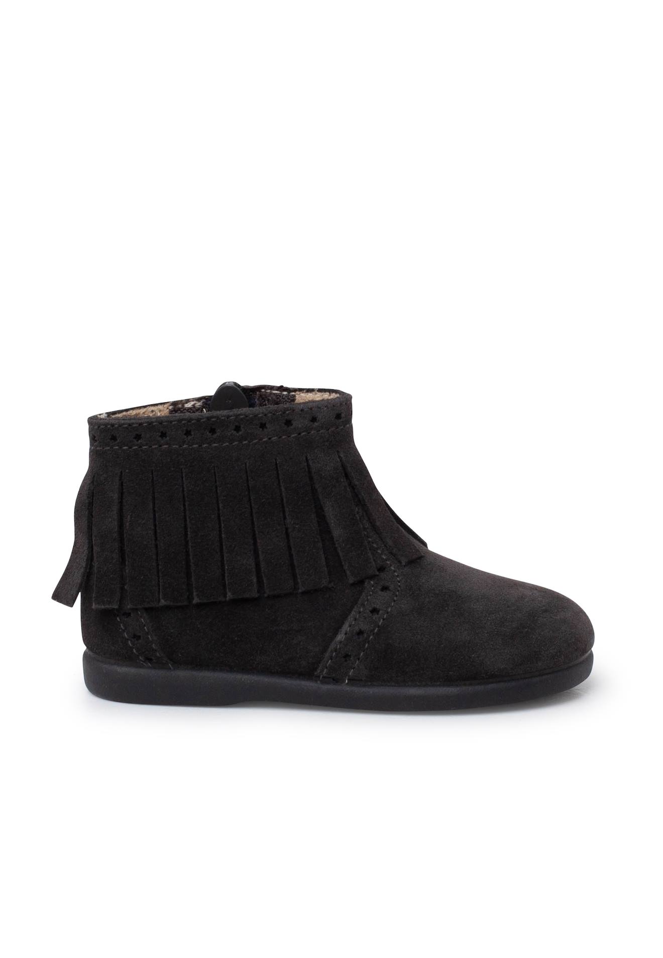 Bottes Fille Franges Broguing Fermeture Éclair Gris Bottes Fille Franges Broguing Fermeture Éclair Gris