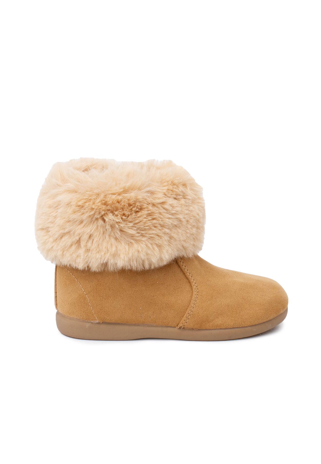 Bottes Fille Col Fourrure Semelle Fine Camel Bottes Fille Col Fourrure Semelle Fine Camel