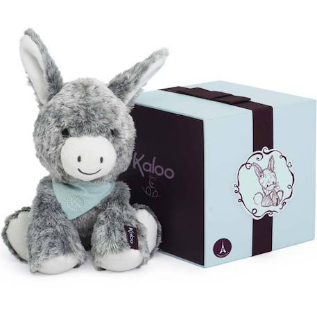 Kaloo - Peluche Régliss Assise Avec Foulard Brodé – Dès La Naissance Gris, Blanc, Bleu