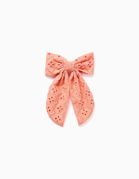 Bébé-Accessoires-Barrette à nœud en broderie anglaise