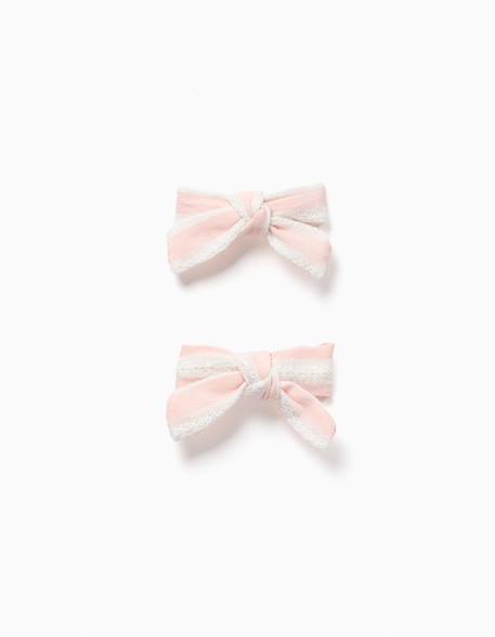 Fille-Lot de 2 pinces à cheveux avec nœud rayé