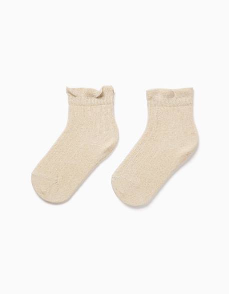Fille-Chaussettes côtelées avec lurex et volants