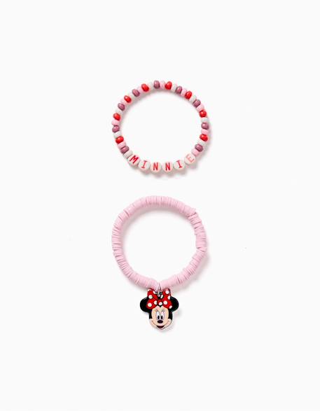 Fille-Lot de 2 bracelets avec perles et minnie