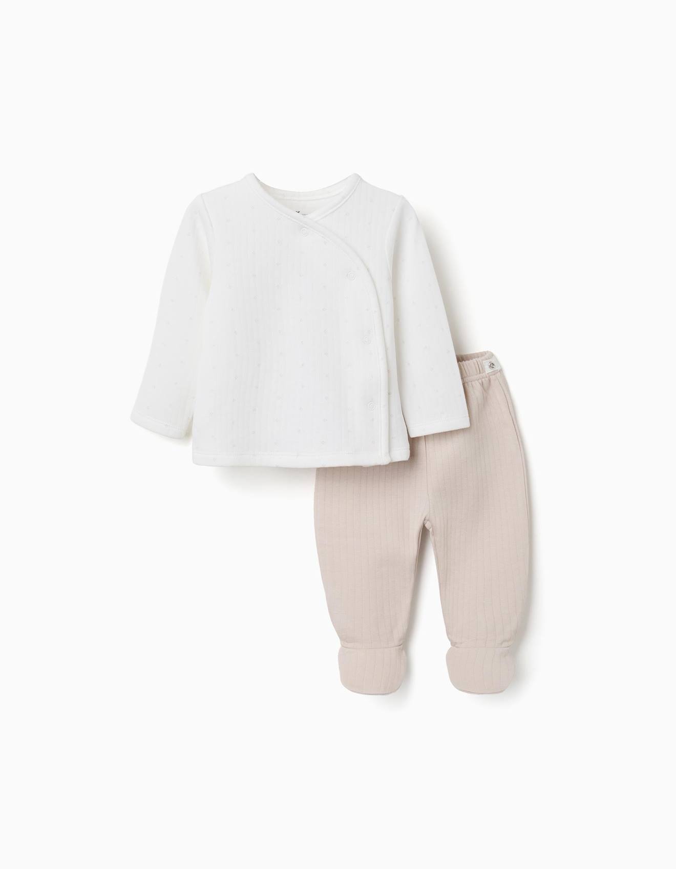 Pyjama long en coton matelassé blanc