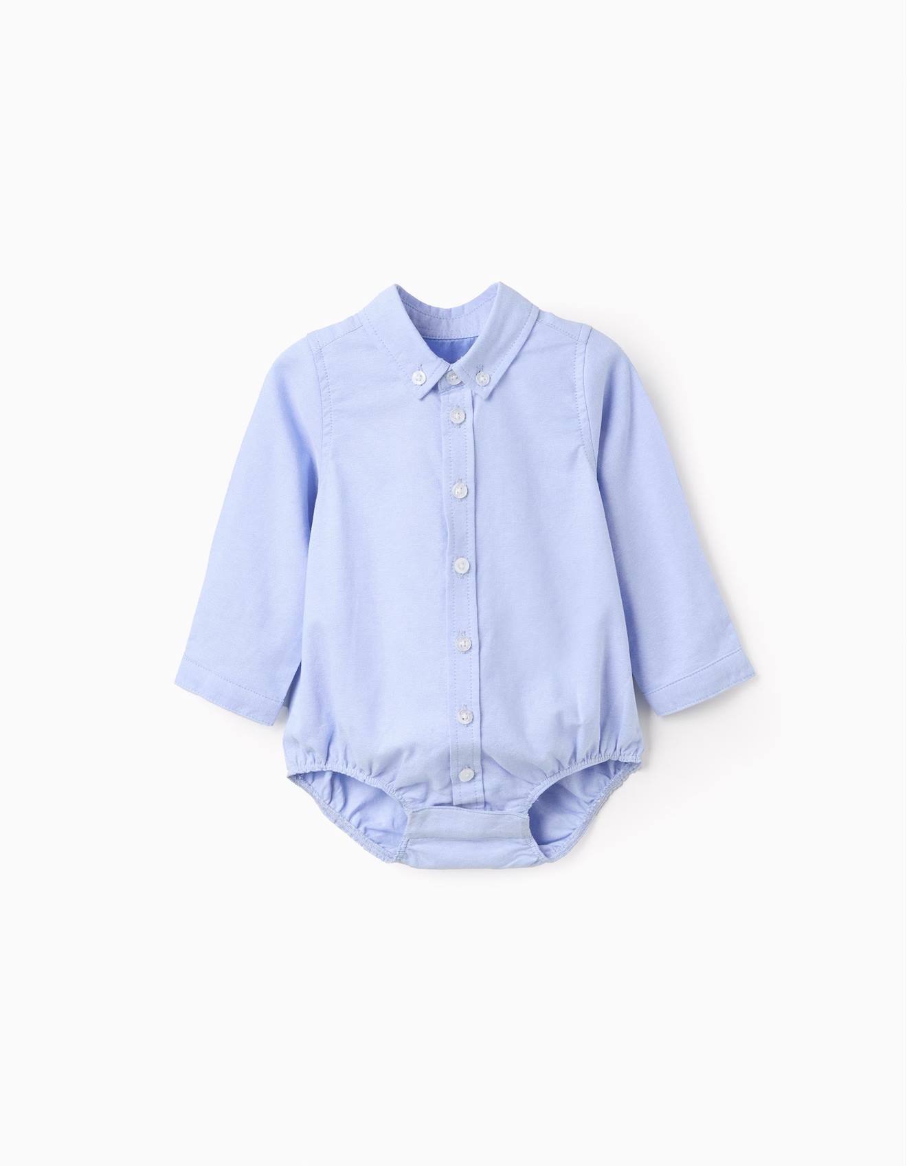 Body-chemise En Coton À Manches Longues Bleu Clair