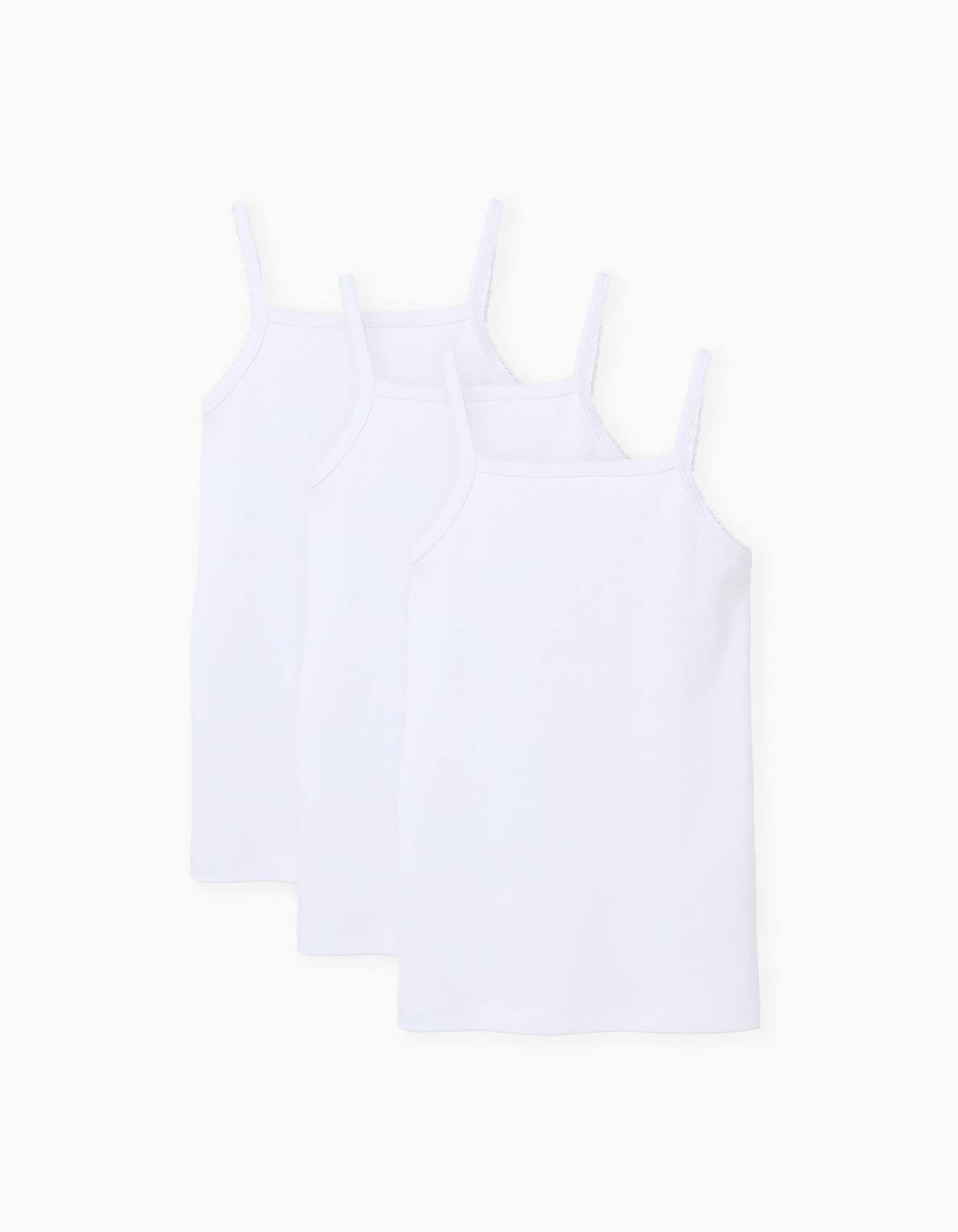 Lot de 3 tops à bretelles en coton blanc