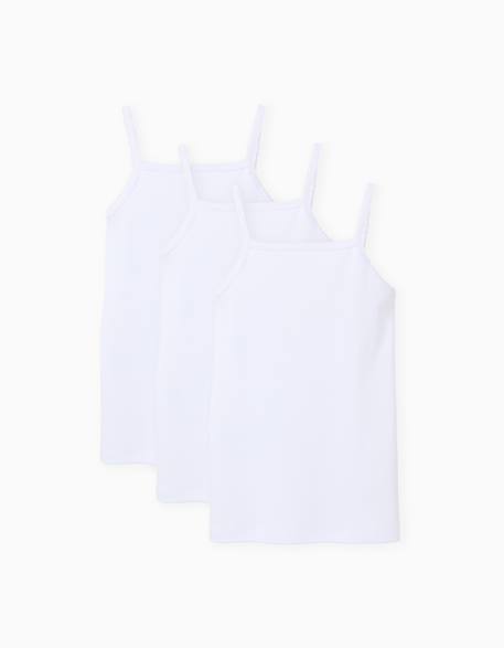 Fille-Sous-vêtement-Lot de 3 tops à bretelles en coton