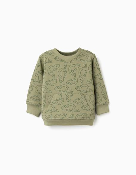 Bébé-Pull, gilet, sweat-Sweat en coton avec motif caméléon