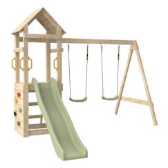 Jouet-Aire de jeux toboggan et mur escalade gessette bois h210cm