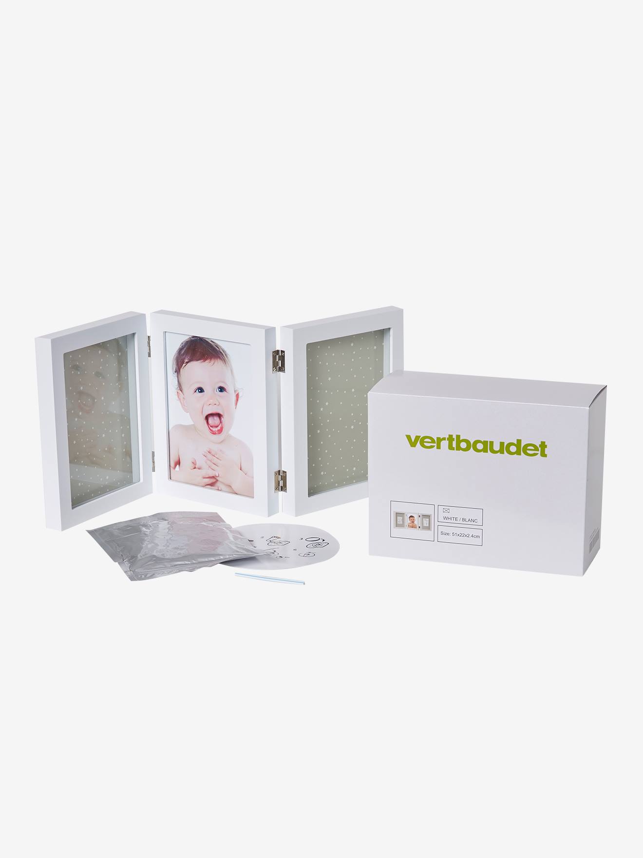 Cadre empreintes triptyque blanc (Vertbaudet) - Image 1