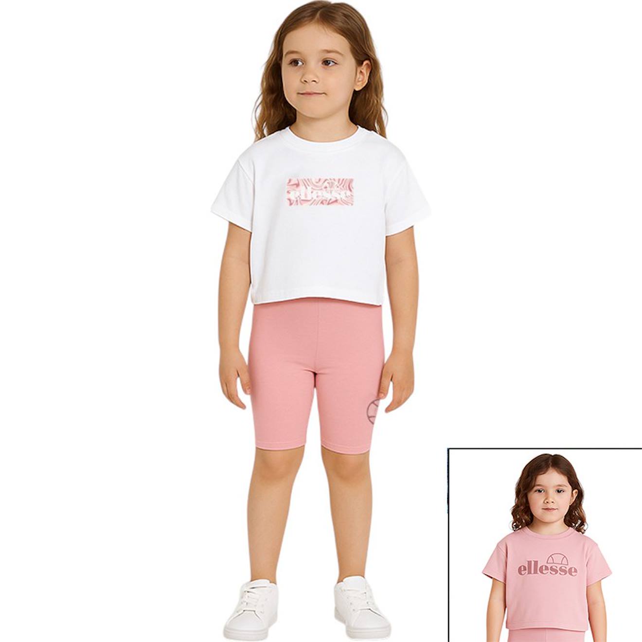 Pack 2 T-shirts Et Short Cycliste Fille Imprim Blanc 36 €