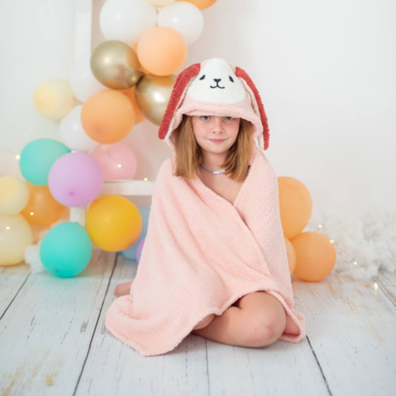 Serviette cape lapin en tissu éponge doux pink