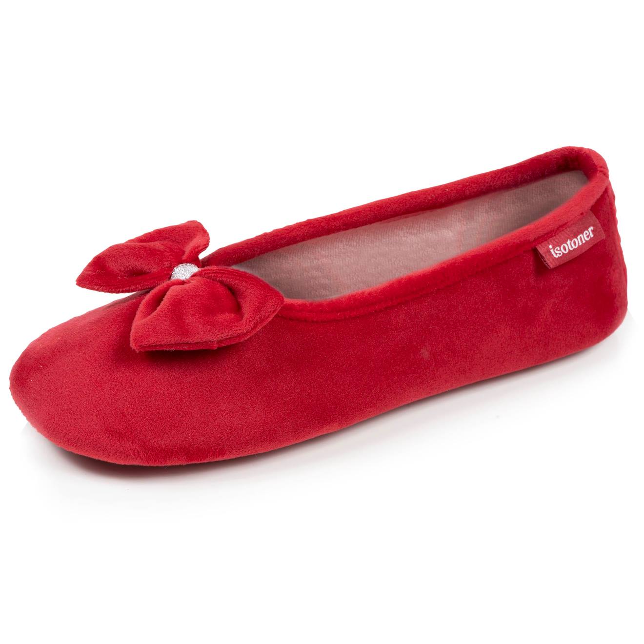Chaussons Ballerines Microvelours Semelle Ultra Souple Mousse Mmoire Forme Rouge 22 €