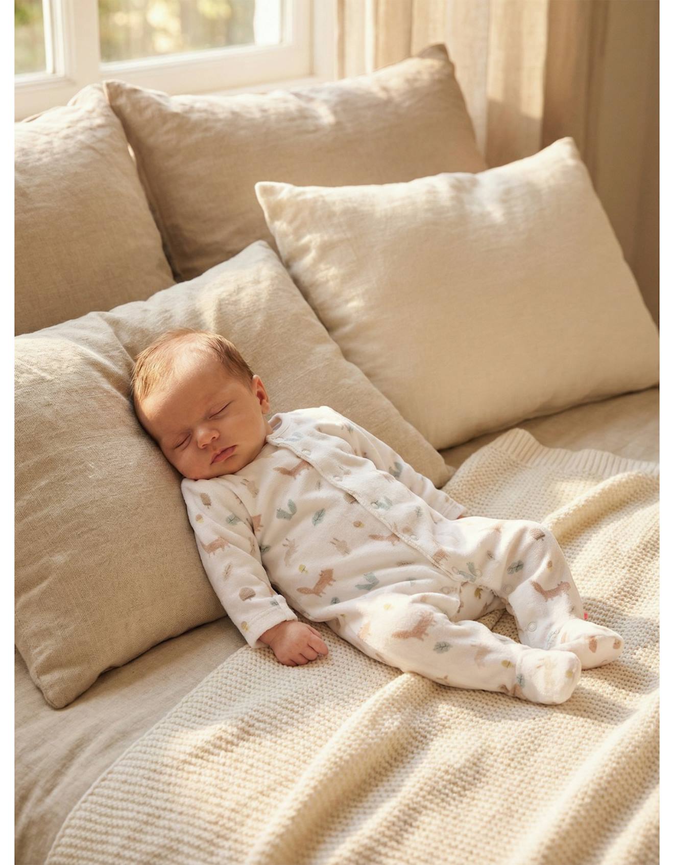 Pyjama Bébé En Velours À Motifs Blanc (Noukie's) - Image 1