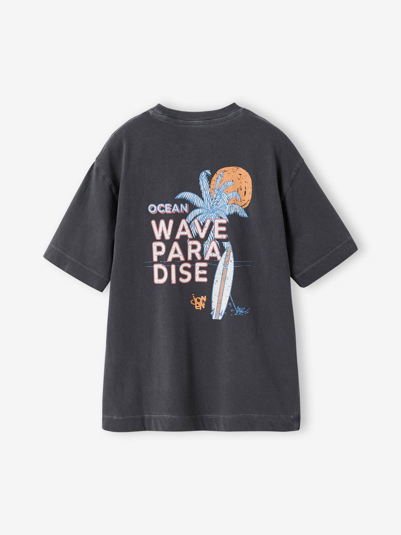 T-shirt oversize garçon coton anthracite