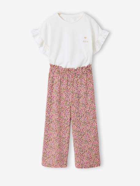 Ensemble T-shirt pantalon large fille blush+écru 13 - vertbaudet enfant 