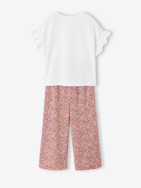 Ensemble T-shirt pantalon large fille blush+écru 11 - vertbaudet enfant 