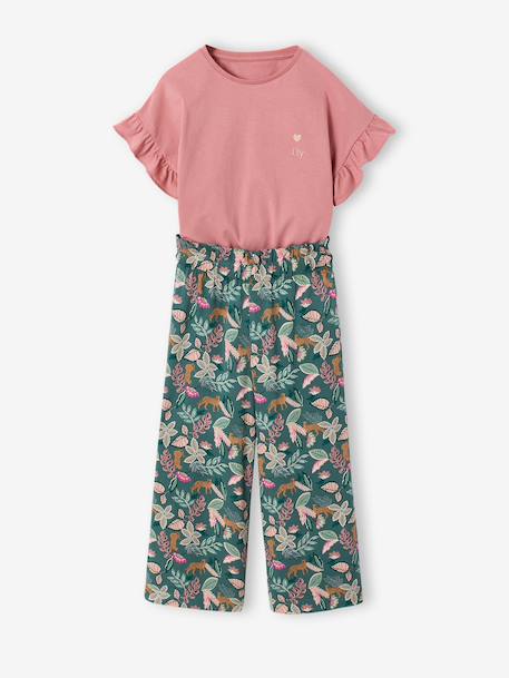 Ensemble T-shirt pantalon large fille blush+écru 7 - vertbaudet enfant 