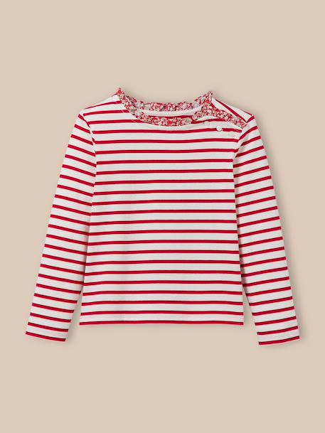 Fille-T-shirt marinière  tissu liberty - coton biologique