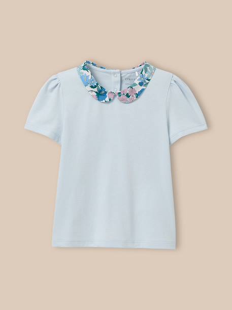 T-shirt col en tissu liberty  - coton biologique  - vertbaudet enfant