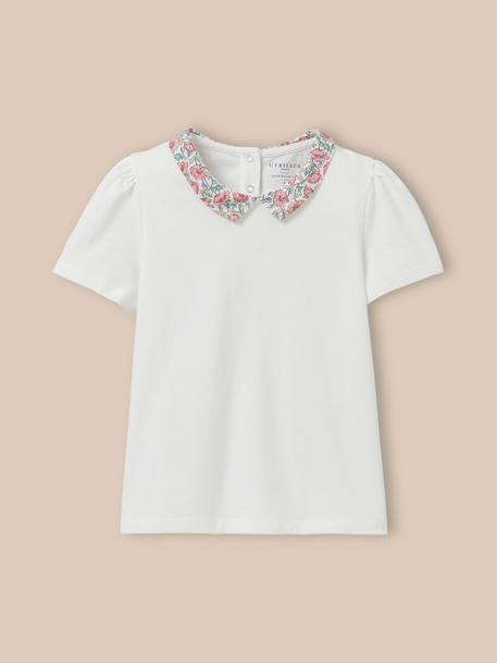 Fille-T-shirt col en tissu liberty  - coton biologique