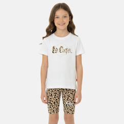 -Ensemble  fille -  t-shirt manches courtes et short motif léopard