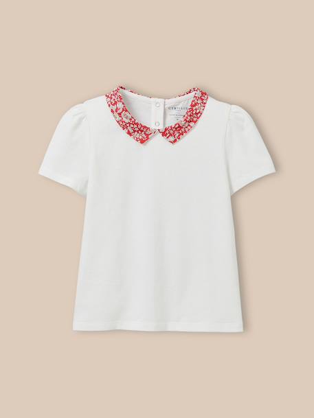 T-shirt col en tissu liberty  - coton biologique  - vertbaudet enfant
