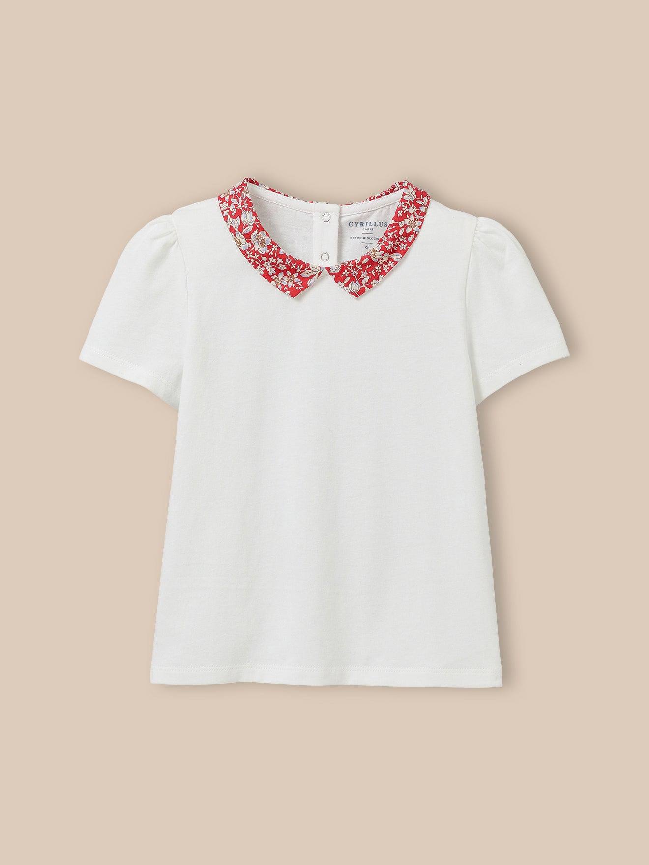 T-shirt Col En Tissu Liberty Fille - Coton Biologique Liberty Lizzy T-shirt Col En Tissu Liberty Fille - Coton Biologique Liberty Lizzy