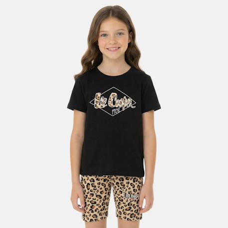 Ensemble  fille -  t-shirt manches courtes et short motif léopard  - vertbaudet enfant
