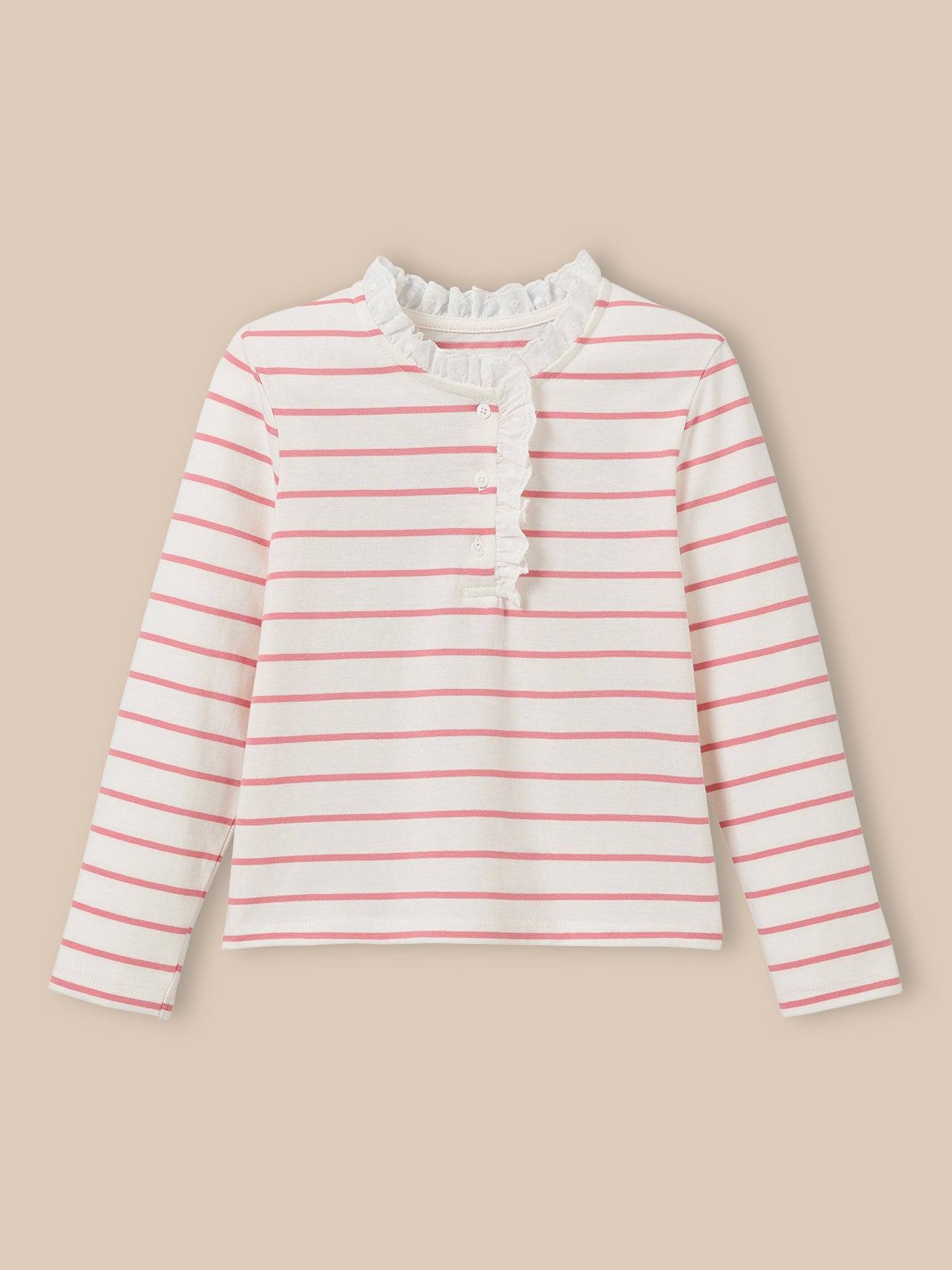T-shirt Fille En Coton Biologique - Collection Junior Rayure Rose 11 €