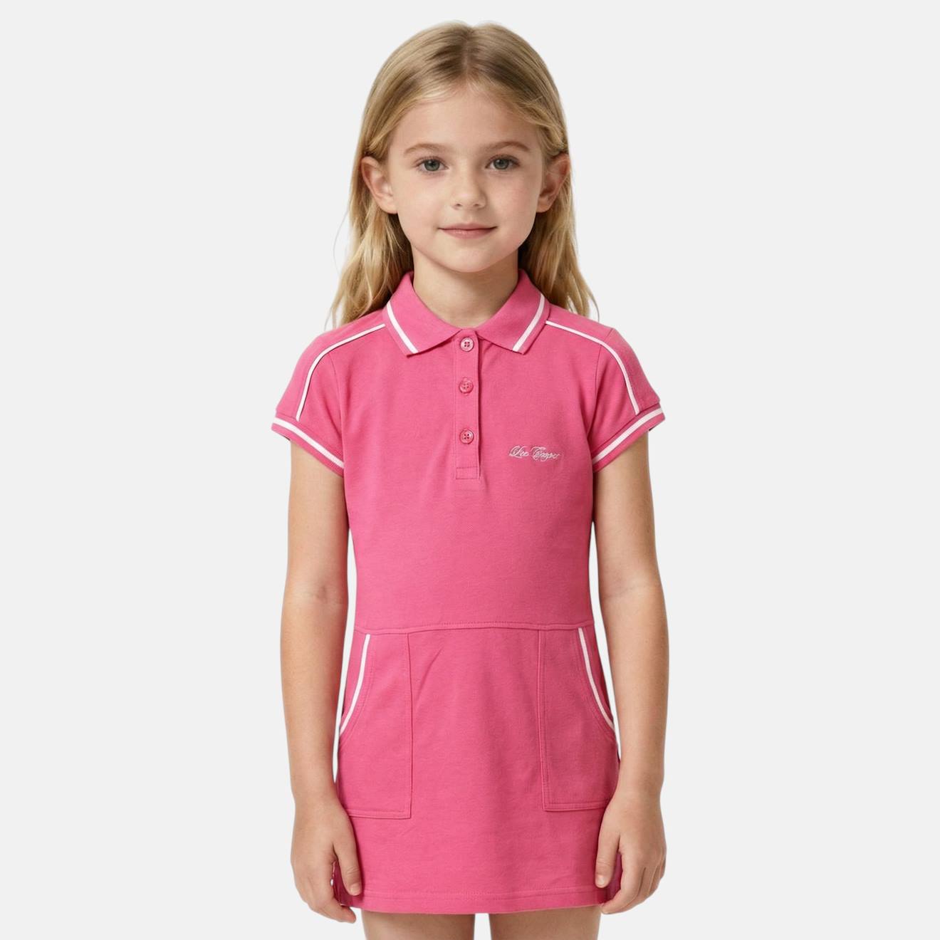 Robe Fille Style Polo Manches Courtes Rose