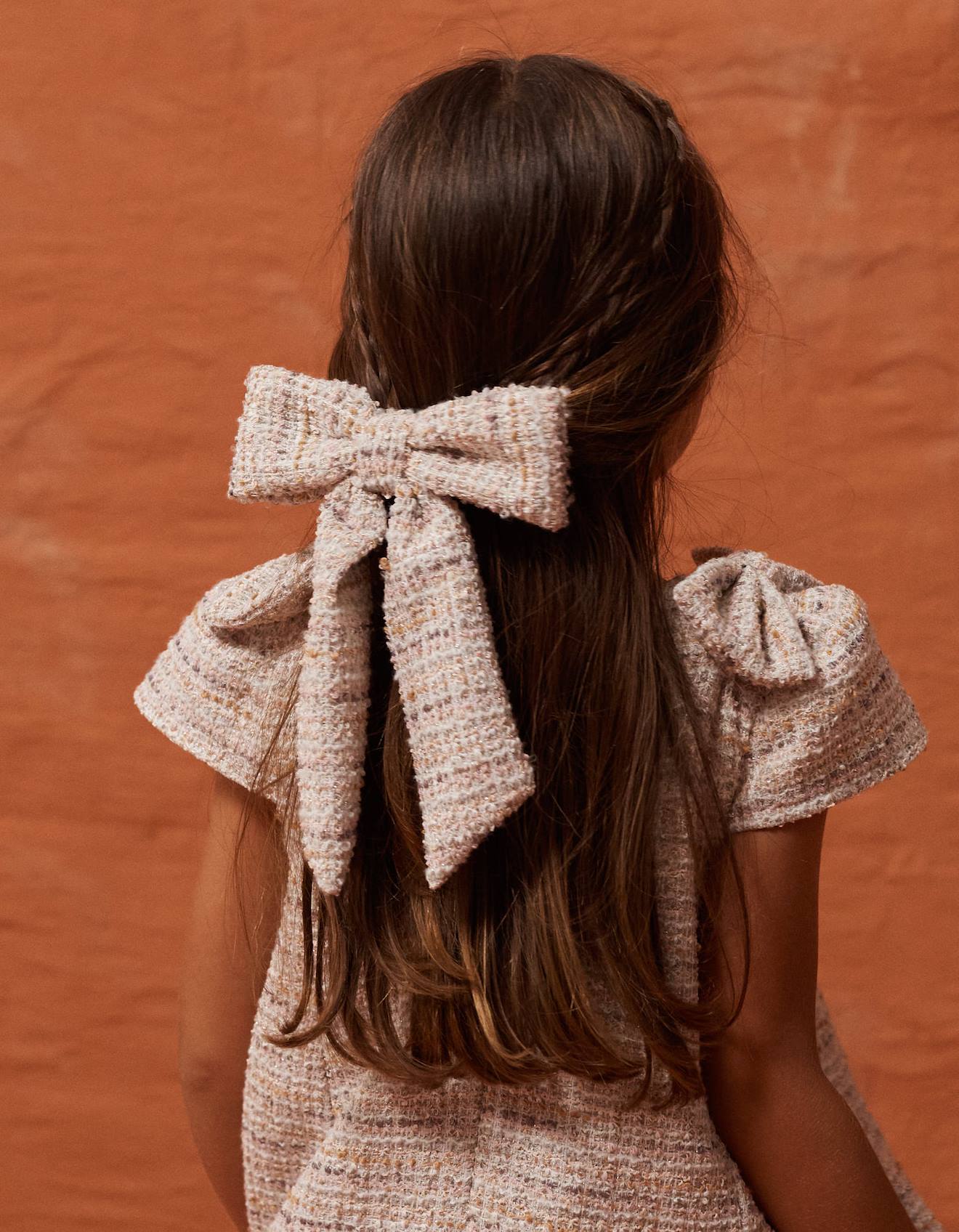 Barrette Cheveux Avec Nud En Tweed Rose Clair 12 €