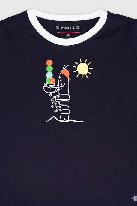 T-shirt en coton léger langoustine enfant - sérigraphie g blanc+- sérigraphie g marine dee 5 - vertbaudet enfant 