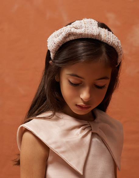 Fille-Accessoires-Serre-tête rembourré en tweed avec nœud