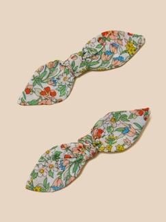 -Lot de 2 pinces fille noeud en tissu liberty