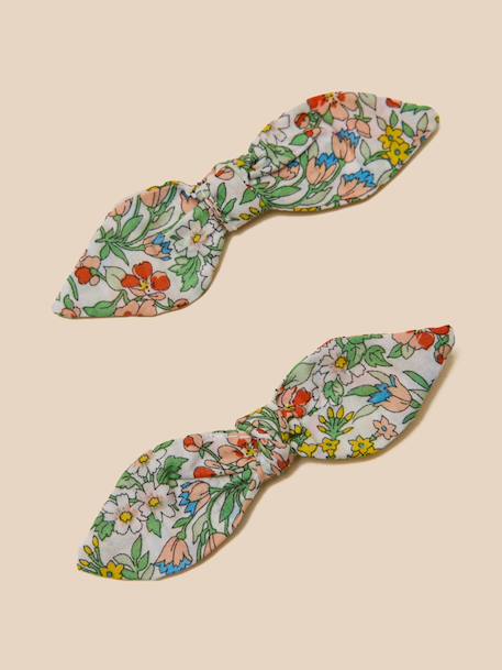 Lot de 2 pinces  noeud en tissu liberty  - vertbaudet enfant
