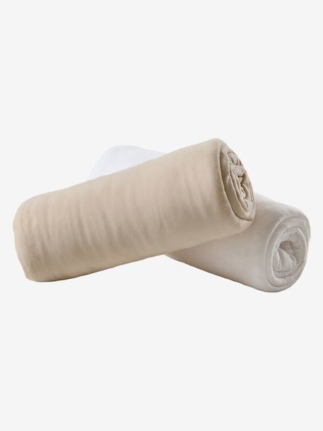 Lot de 2 draps-housses bébé en jersey extensible beige+blanc+bleu vert + blanc+gris + blanc+jaune curry+moutarde+rose pâle + blanc+vert sauge 2 - vertbaudet enfant 