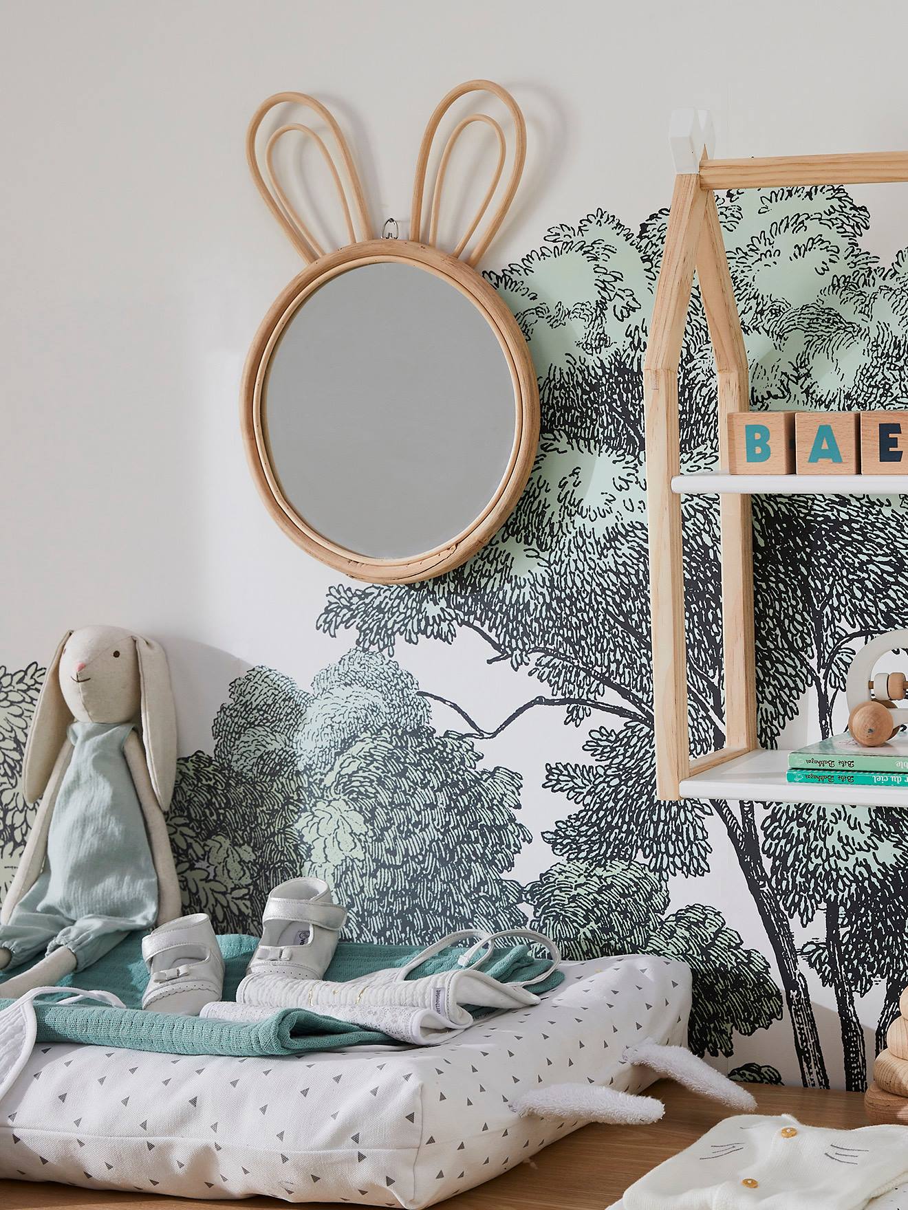 Miroir rotin Lapin rotin