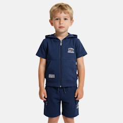 -Ensemble garçon t-shirt manches courtes zippé et short