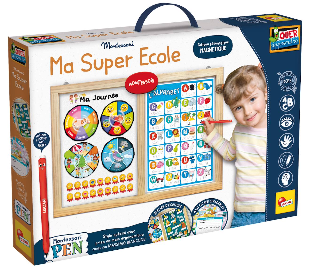 Lisciani - Montessori Pen - Tableau D'apprentissage - Jeu Éducatif - À Partir De 3 Ans Multicolore