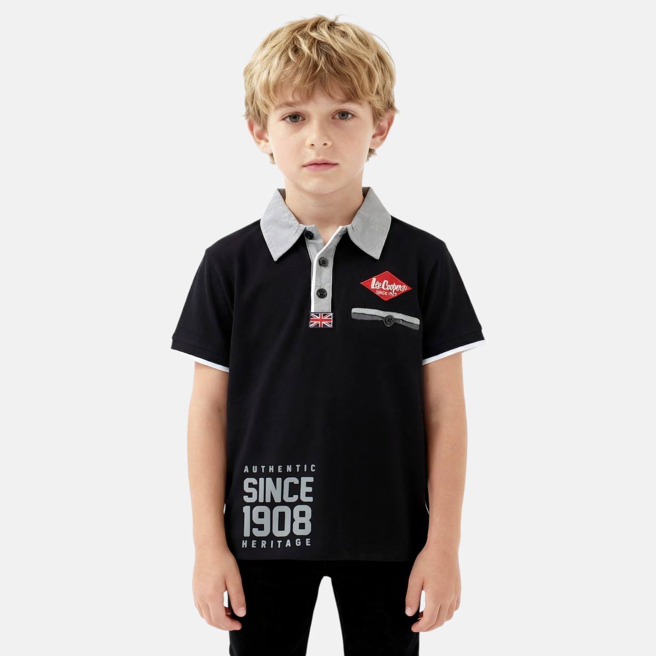 Polo Avec Col Chemise Ouverture Boutonnée Noir