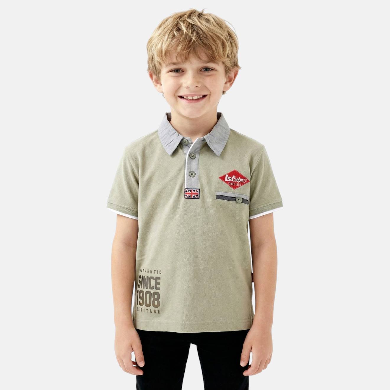 Polo Avec Col Chemise Ouverture Boutonnée Vert