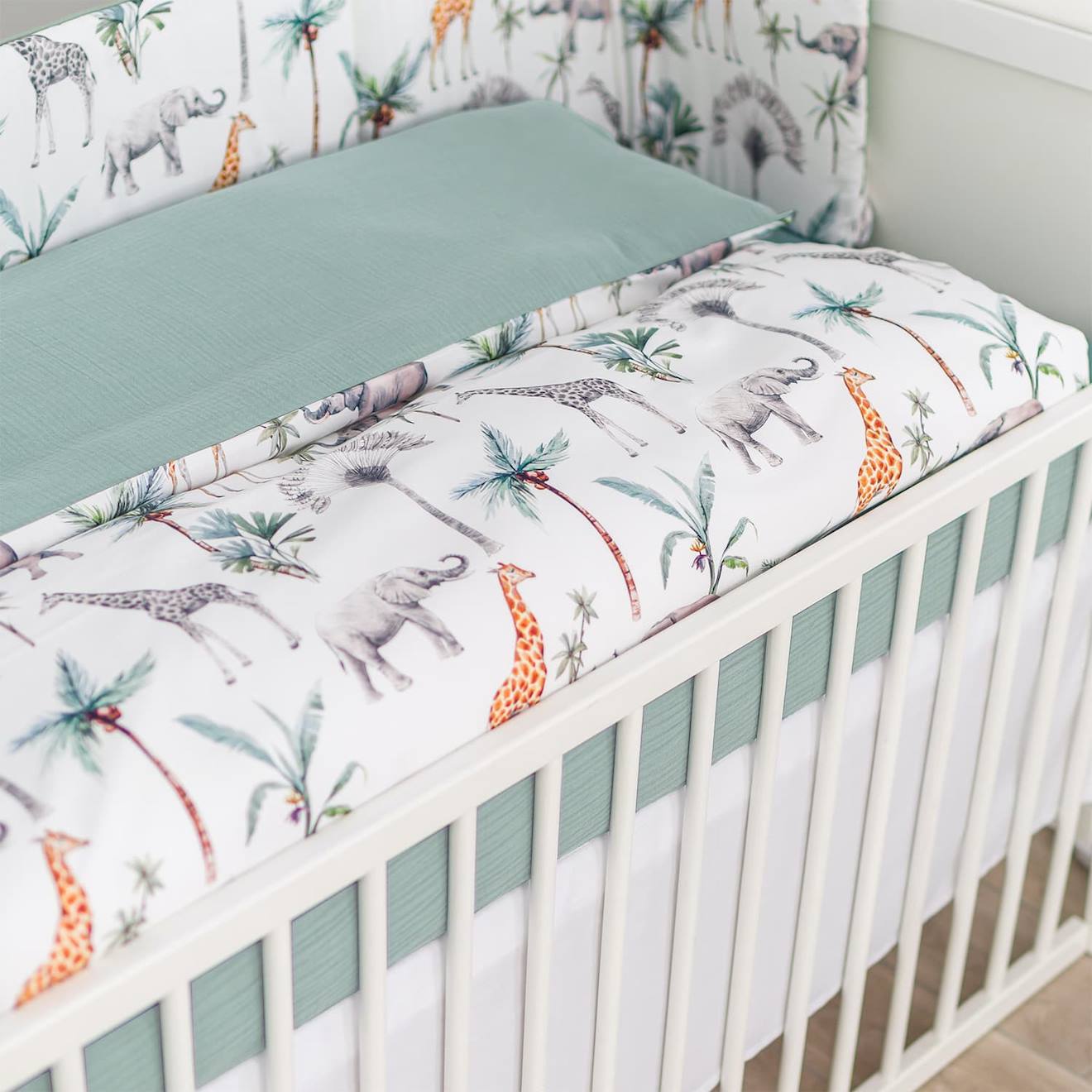 Couette Et Oreiller Enfant - Prêt À Dormir Safari Safari, Vert, Gris, Blanc