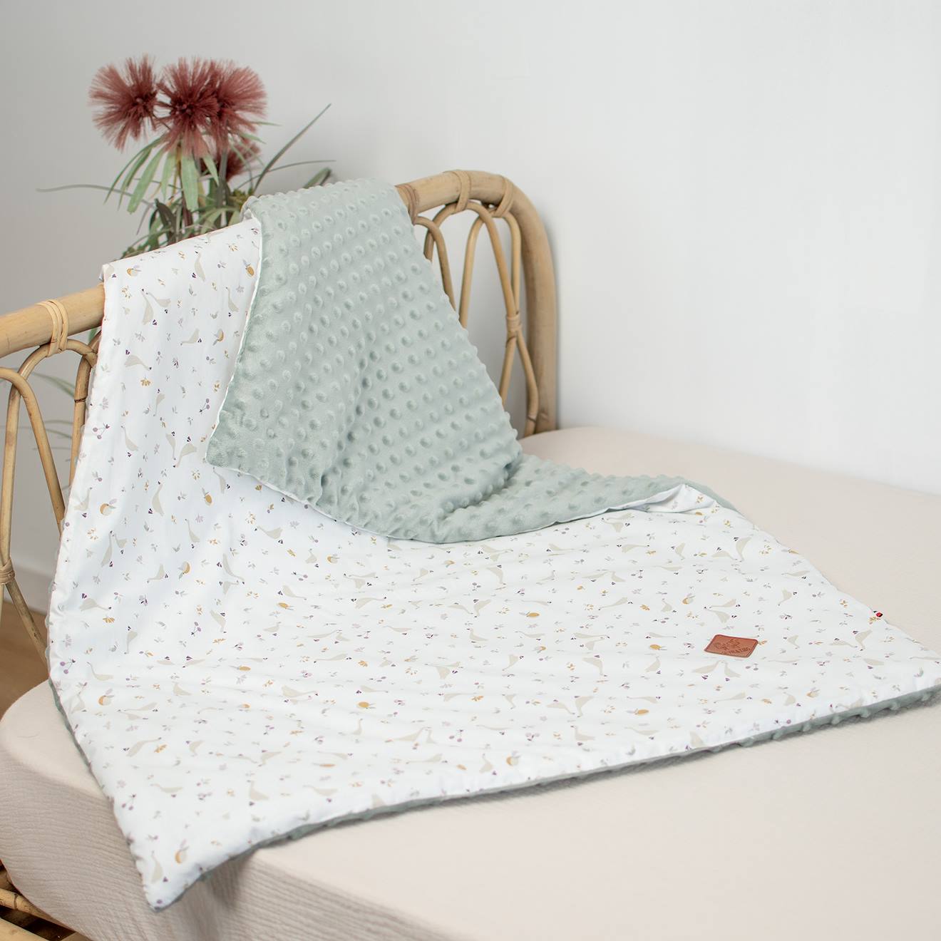 Plaid Réversible En Minky Sidonia Vert De Gris