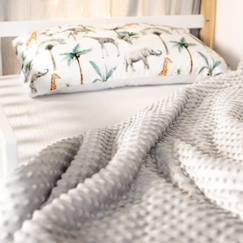 Linge de maison et décoration-Linge de lit enfant-Grand plaid couverture réversible en minky safari