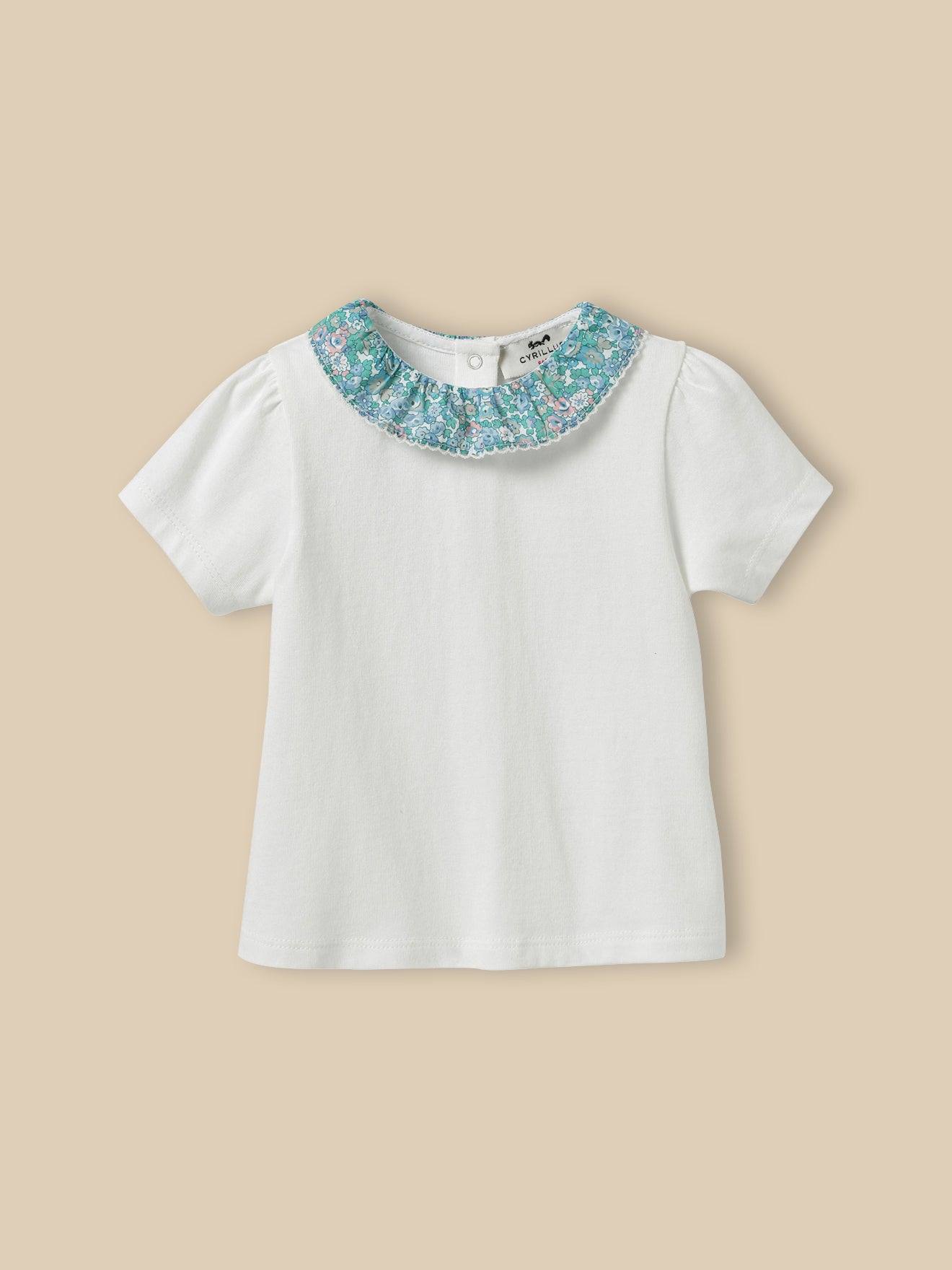 T-shirt Col En Tissu Liberty Bébé - Coton Biologique Liberty Harriet