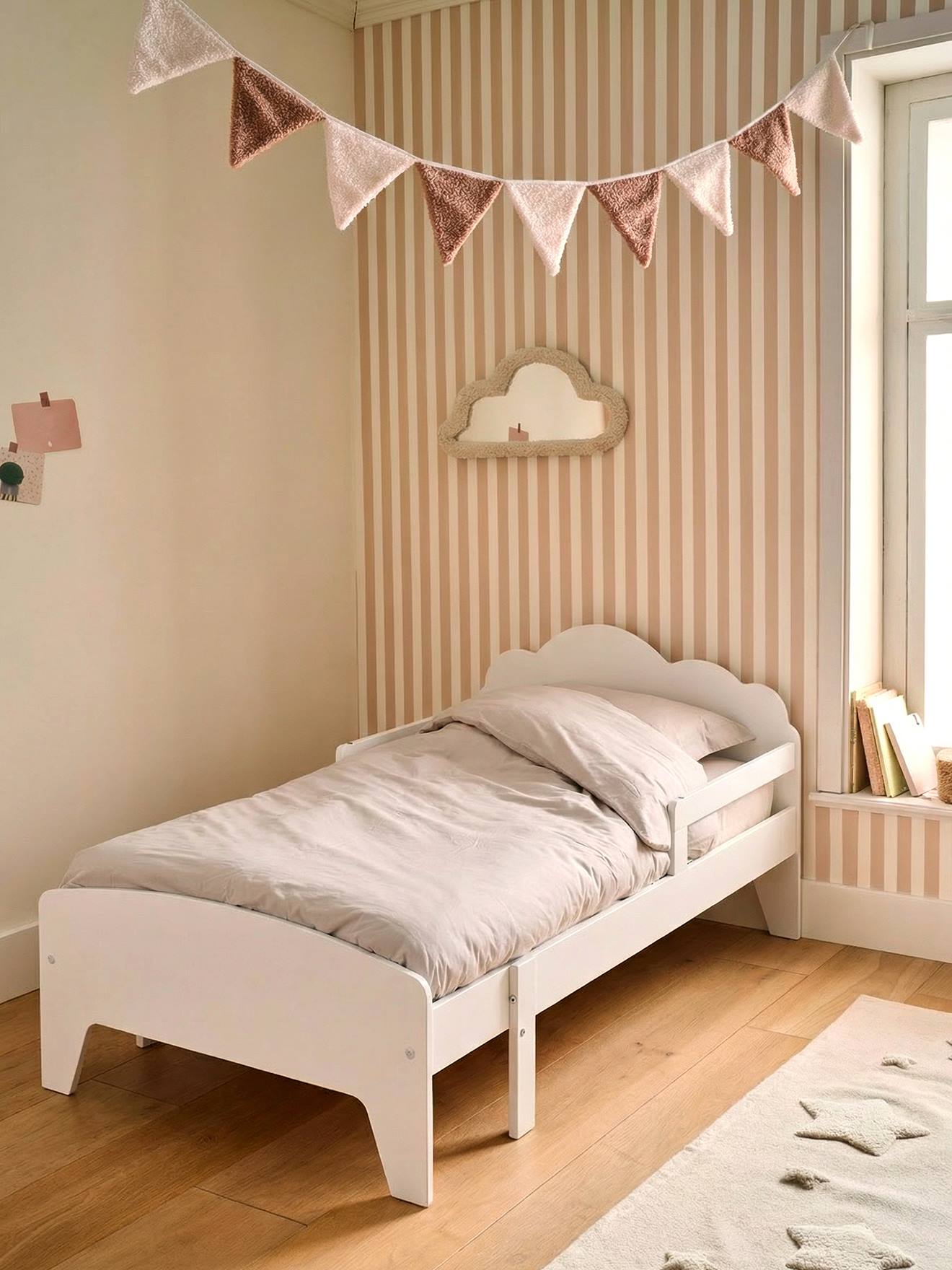 Lit évolutif Enfant Nuage - Bois - Blanc - 90x140/190 Cm - Atmosphera - Grandit Avec Votre Enfant