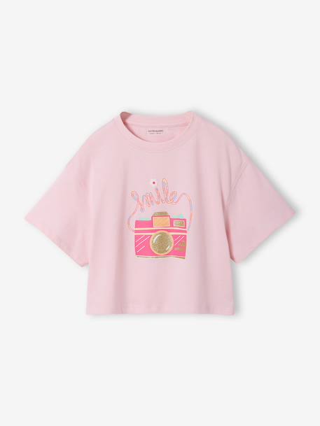 Fille-T-shirt, sous-pull-T-shirt-T-shirt fille cropped manches courtes 